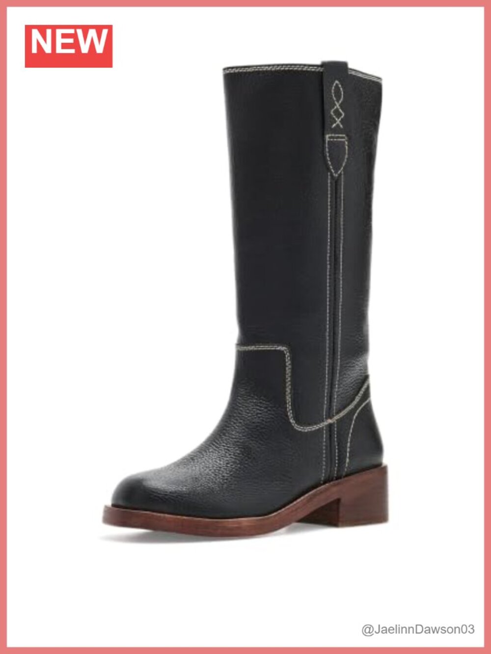 Free People Blaze Pull-On Leather Knee-High Boots Square Toe